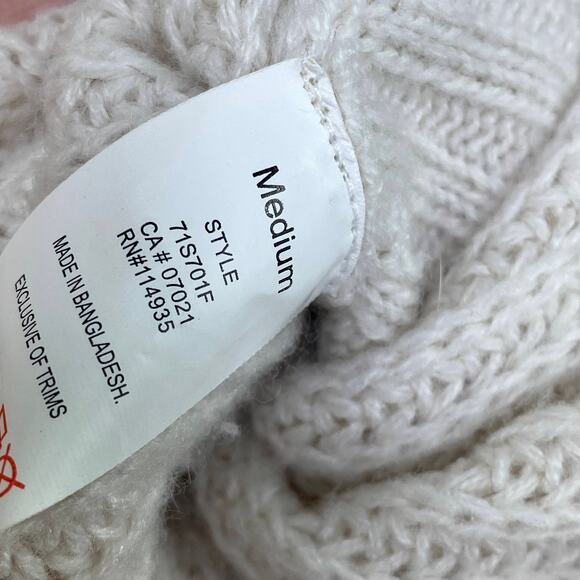 Alya Cream Elbow Patch Long Sleeve Cowl Neck Sweater Women's Size Medium M - Picture 8 of 8